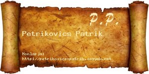 Petrikovics Patrik névjegykártya