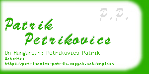 patrik petrikovics business card